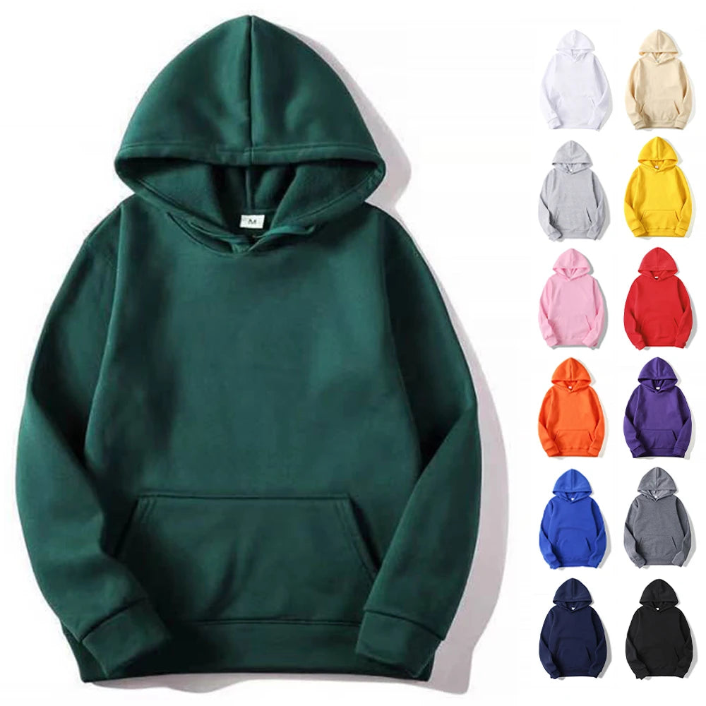 Plain Pullover Fleece Hoodie